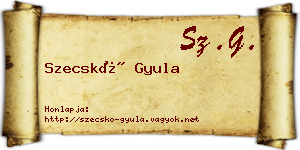 Szecskó Gyula névjegykártya